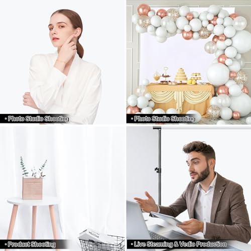 White Photography Backdrop, 8x10 FT White Screen Background for Photoshoot Party Curtain, Studio, Product, alternate view 6