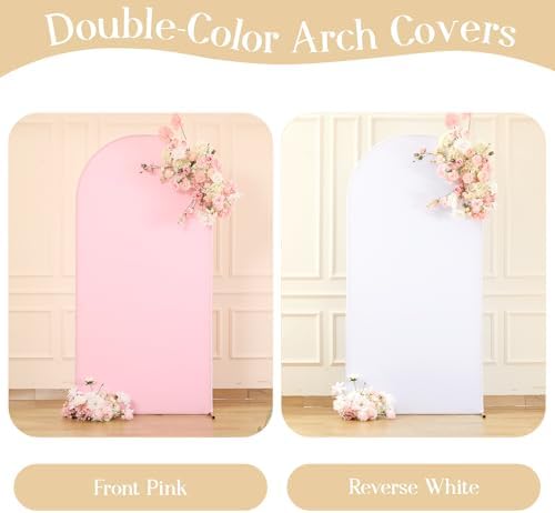 White Pink Arch Backdrop Cover 6FT Party Wedding Arch Covers Stretchy Backdrop Baby Shower Bridal Shower Photo, alternate