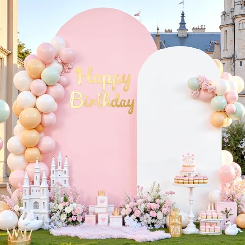 White Pink Arch Backdrop Cover 6FT Party Wedding Arch Covers Stretchy Backdrop Baby Shower Bridal Shower Photo, alternate