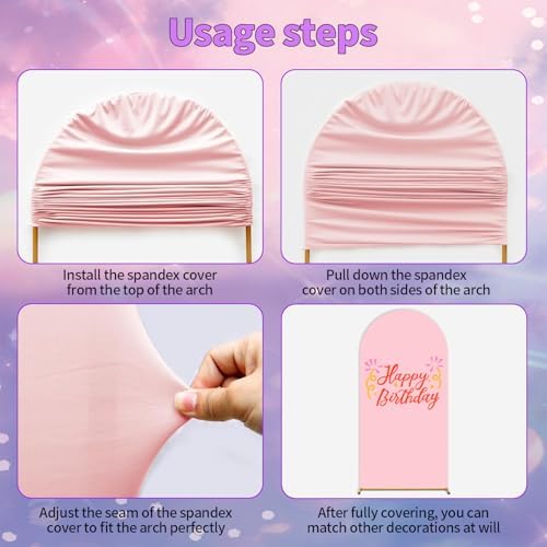 White Pink Arch Backdrop Cover Set of 2 (6FT/7.2FT) Arch Cover Spandex Wedding Arch Stand Covers for Baby Shower, alternate