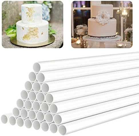 White Plastic Cake Dowel Rods for Tiered Cake Construction and Stacking Supporting Cake Round Dowels Straws with