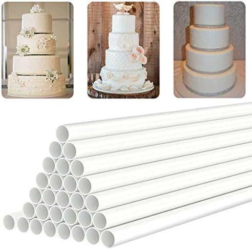 White Plastic Cake Dowel Rods for Tiered Cake Construction and Stacking Supporting Cake Round Dowels Straws with