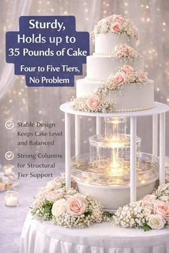 White Plastic Fountain Separator Cake Stand (2) 16" Round Plates with (4) 15" Columns, Tiered Wedding Cake, alternate view 5