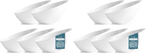 White Plastic Serving Bowls for Party Angled Bowls Disposable Chip Bowls Candy Bowls for Party Table Salad and
