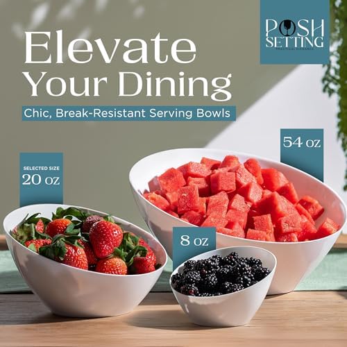 White Plastic Serving Bowls for Party Angled Bowls Disposable Chip Bowls Candy Bowls for Party Table Salad and, alternate