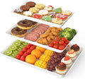 White Plastic Serving Trays 3 Pack, Rectangle Appetizer Platters for Party in White