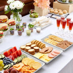 White Plastic Serving Trays 3 Pack, Rectangle Appetizer Platters for Party in White, alternate view 2