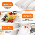 White Plastic Serving Trays 3 Pack, Rectangle Appetizer Platters for Party in White, alternate view 4