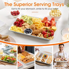 White Plastic Serving Trays 3 Pack, Rectangle Appetizer Platters for Party in White, alternate view 5