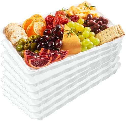 White Plastic Serving Trays - Serving Platters Rectangle 9X13 8 pack in White