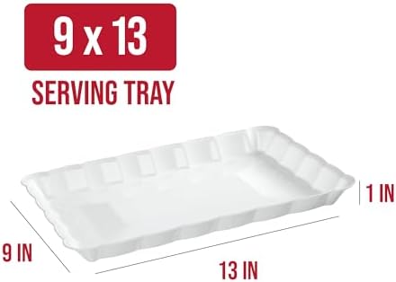 White Plastic Serving Trays - Serving Platters Rectangle 9X13 8 pack in White, alternate view 3