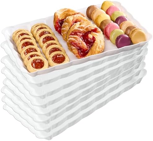 White Plastic Serving Trays - Serving Platters Rectangle 9X13 8 pack in White, alternate view 7
