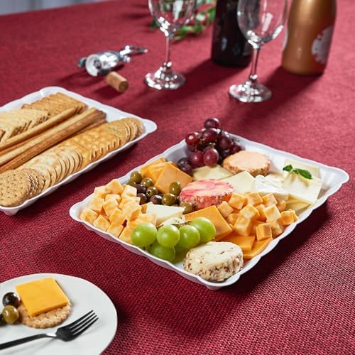 White Plastic Serving Trays - Serving Platters Rectangle 9X13 pack of 4 in White, alternate view 2
