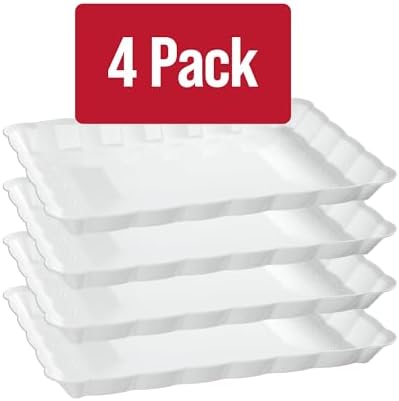 White Plastic Serving Trays - Serving Platters Rectangle 9X13 pack of 4 in White, alternate view 7