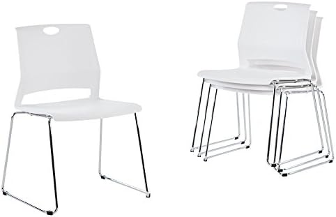 White Plastic Stackable Chairs-(Set of 4)