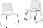 White Plastic Stackable Chairs-(Set of 4)