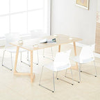 White Plastic Stackable Chairs-(Set of 4), alternate view 2