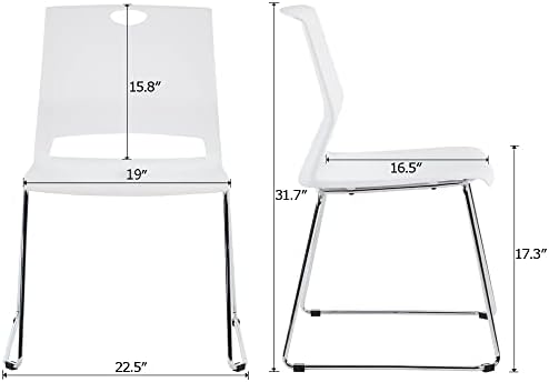 White Plastic Stackable Chairs-(Set of 4), alternate view 3