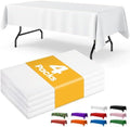 White Plastic Table Cloth - 4 Pack 54" × 108" Rectangle Disposable Tablecloths for 6FT Tables, Table Cover for