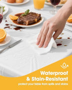 White Plastic Table Cloth - 4 Pack 54" × 108" Rectangle Disposable Tablecloths for 6FT Tables, Table Cover for, alternate