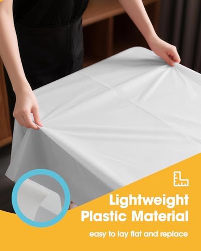 White Plastic Table Cloth - 4 Pack 54" × 108" Rectangle Disposable Tablecloths for 6FT Tables, Table Cover for, alternate