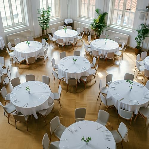 White Plastic Table Cloth Disposable, 4 Pack, 84 in, alternate view 2