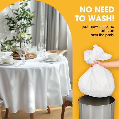 White Plastic Table Cloth Disposable, 4 Pack, 84 in, alternate view 4