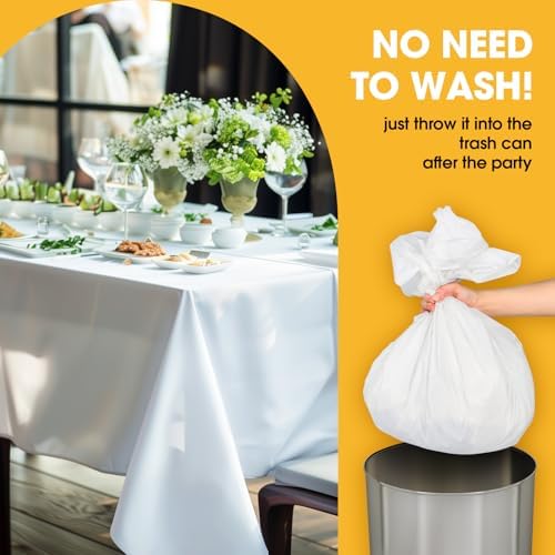 White Plastic Table Cloth Disposable, 8 Pack, 54 x 108 in, alternate view 7