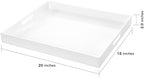 White Rectangular 18x20 Inches Acrylic Ottoman Tray Decorative Serving Tray with Cutout Handles Organizer Tray, alternate