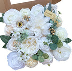 White Rose Artificial Flowers Fake Flower Bulk with Stems Box Set