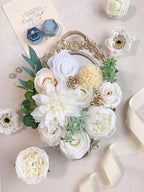 White Rose Artificial Flowers Fake Flower Bulk with Stems Box Set, alternate view 6