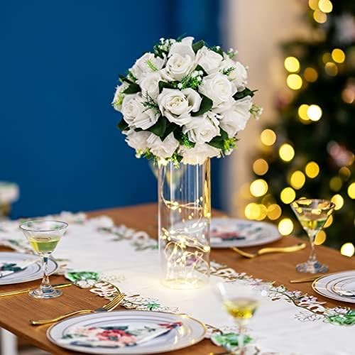 White Roses Artificial Flower for Home Decoration: 2 Pcs, Reusable in 9.5"x4.75" in White, alternate view 2
