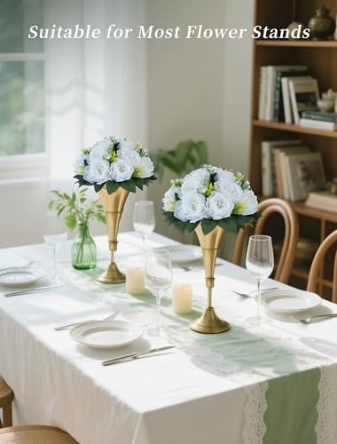 White Roses Artificial Flower for Home Decoration: 2 Pcs, Reusable in 9.5"x4.75" in White, alternate view 5