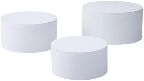 White Round Buffet Riser Set - 3 Pieces in White