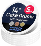 White Round Cake Drum Boards 14 Inch, 1/2" Thick, 5-Pack in White