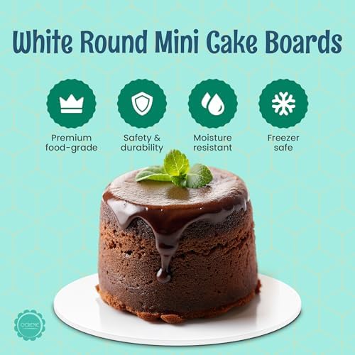 White Round Mini Cake Boards with Tab - 3-1/4 Inch Grease-Proof, Foil-Covered, Food Grade Cardboard for, alternate view 3