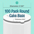 White Round Mini Cake Boards with Tab - 3-1/4 Inch Grease-Proof, Foil-Covered, Food Grade Cardboard for, alternate view 7