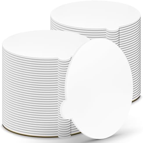 White Round Mini Cake Boards with Tab - 4 Inch Grease-Proof, Foil-Covered, Food Grade Cardboard for Cupcakes