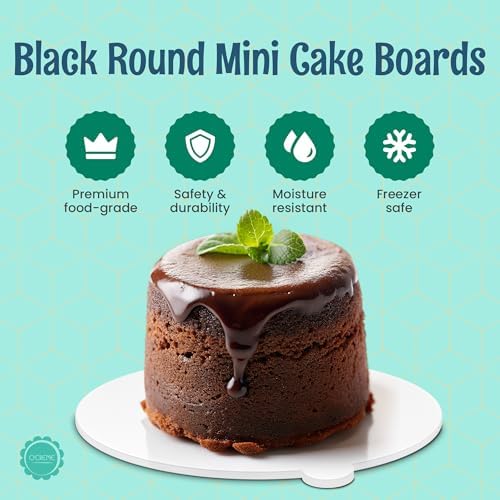 White Round Mini Cake Boards with Tab - 4 Inch Grease-Proof, Foil-Covered, Food Grade Cardboard for Cupcakes, alternate view