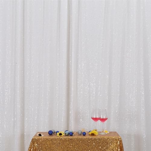 White Sequin Backdrop, 20Ft x 10Ft Glitter Photography Background Curtains for Party Baby Shower Wedding