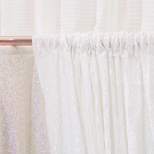 White Sequin Backdrop, 20Ft x 10Ft Glitter Photography Background Curtains for Party Baby Shower Wedding, alternate view 4