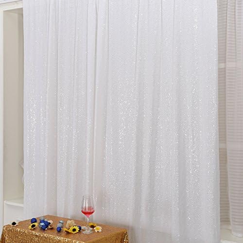 White Sequin Backdrop,6FT x 8FT Sequin Photography Backdrop Curtain for Party Decoration in 6x8 ft in White, alternate view 2
