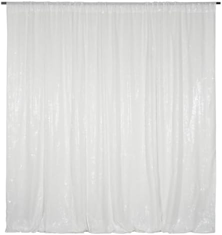 White Sequin Backdrop, 8FT x 10FT Sequin Photography Backdrop Curtain for Party Decoration in 8 x 10ft in White