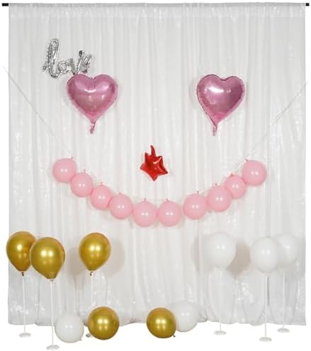 White Sequin Backdrop, 8FT x 10FT Sequin Photography Backdrop Curtain for Party Decoration in 8 x 10ft in White, alternate