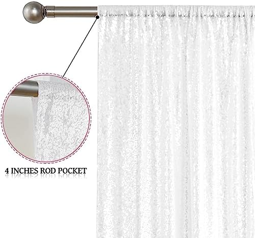 White Sequin Backdrop Curtain 4FTx8FT Glitter White Background Drapes Sparkle Photography Backdrop for Party, alternate view