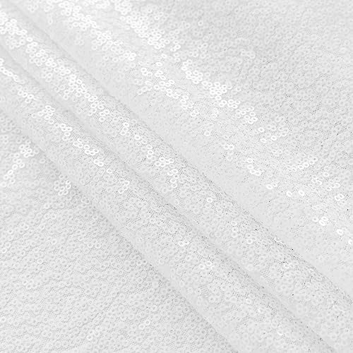 White Sequin Backdrop Curtain 4FTx8FT Glitter White Background Drapes Sparkle Photography Backdrop for Party, alternate view
