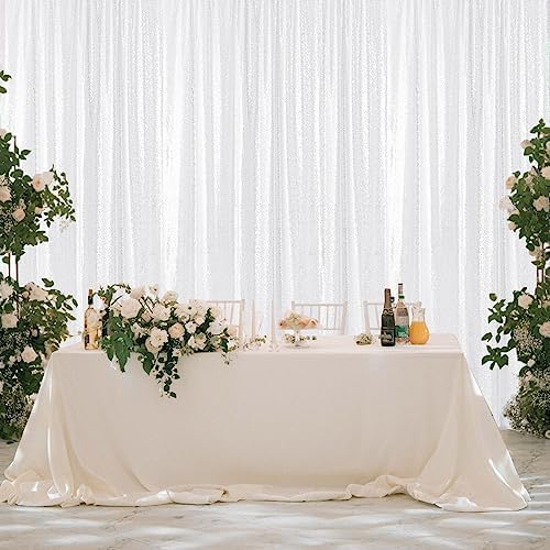 White Sequin Backdrop Curtain 8FTx8FT Glitter White Background Drapes Sparkle Photography Backdrop for Party, alternate view