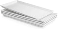 White Serving Platters, Porcelain Serving Trays for Parties, Large Rectangular Plates - 15.5 Inch, Set of 4 in
