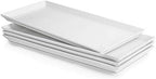 White Serving Platters, Porcelain Serving Trays for Parties, Large Rectangular Plates - 15.5 Inch, Set of 4 in