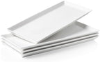 White Serving Platters, Porcelain Serving Trays for Parties, Large Rectangular Plates - 14.5 Inch, Set of 4 in